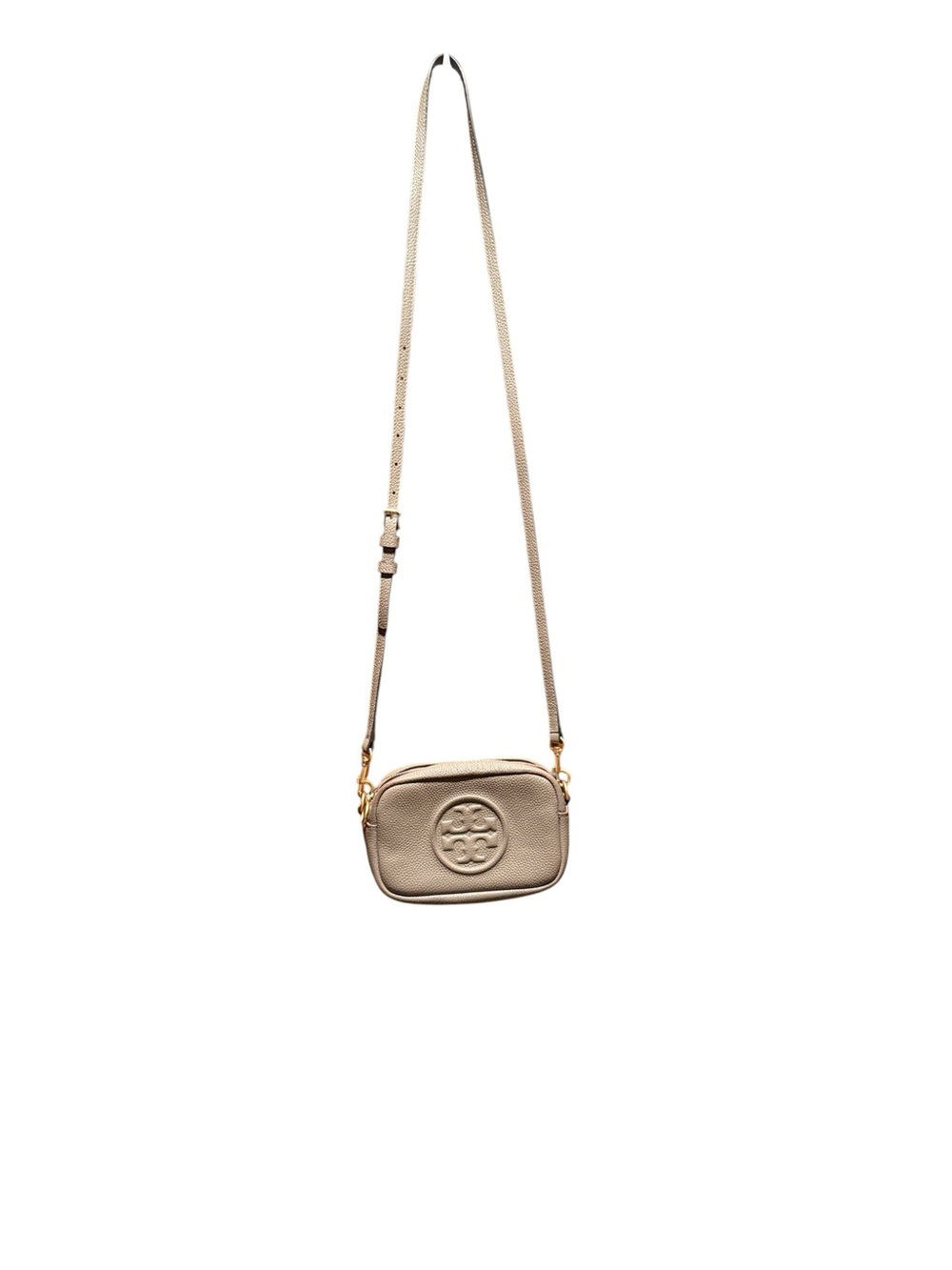 Tory Burch Kira Pebbled Leather Crossbody Bag in Taupe - Picture 3 of 9